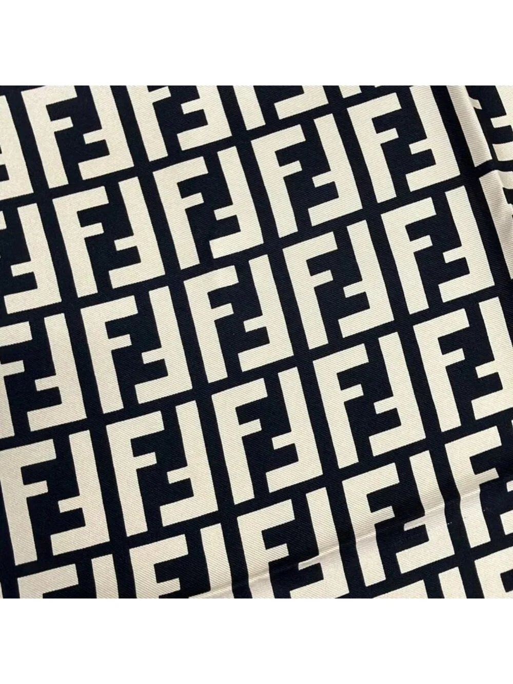 Fendi Scarf Ivory Black Gray Beige Zucca Pattern